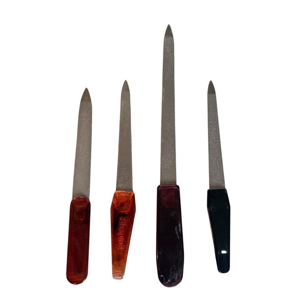 Lot 4 Vintage Metal Nail Files Unbranded Shaping Finishing 4-6"